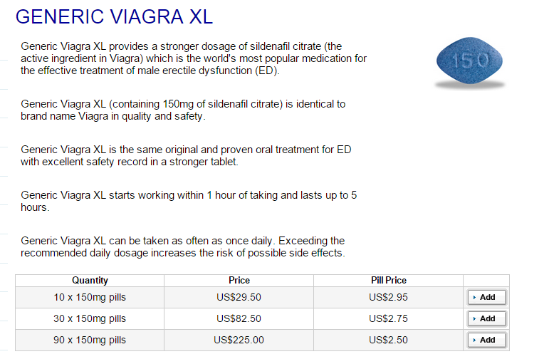 generic viagra XL price list